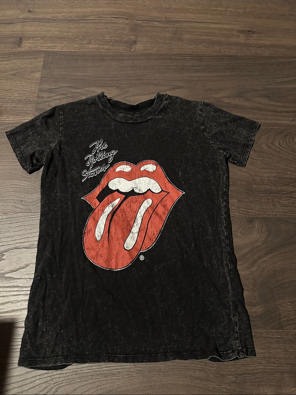 the Rolling Stones Black Tee with Red Tongue Graphic